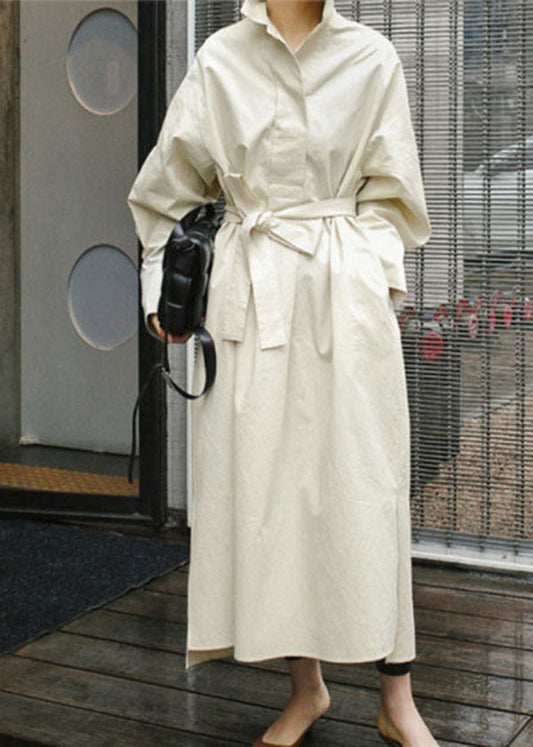 Apricot Loose Cotton Dress Cinched Spring