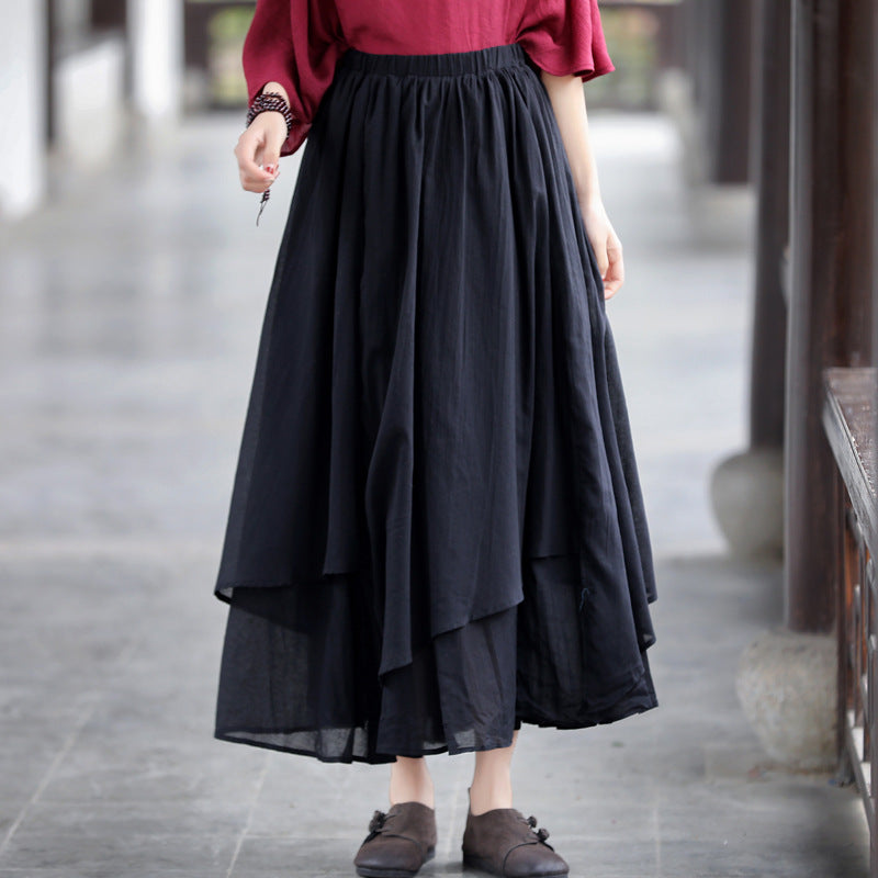 Cotton Linen Cozy Patchwork Skirt