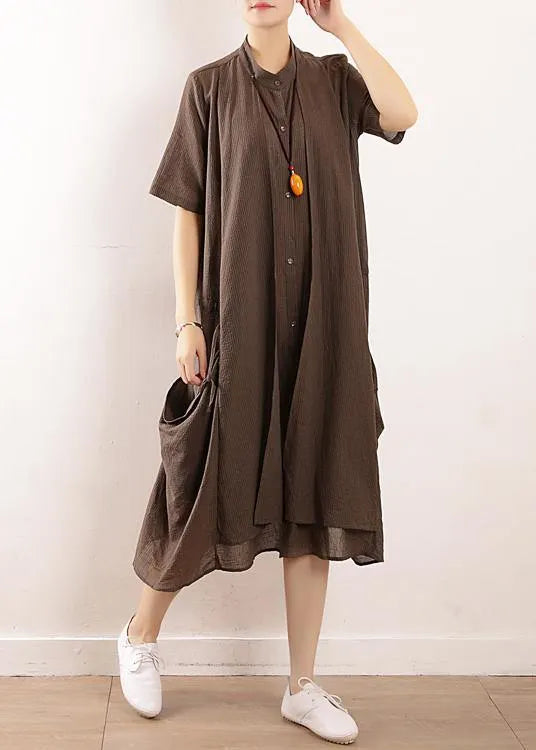Diy Gray Cotton Clothes for Organic Runway Big Pockets Long Summer Dresses