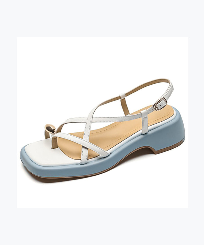 Comfy Chunky Peep Toe Sandals Apricot Faux Leather