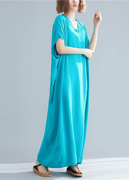 Diy Blue Green Linen Clothes for V Neck Pockets Maxi Summer Dresses