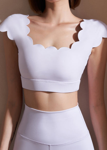 White O-neck Gym Yoga Tops