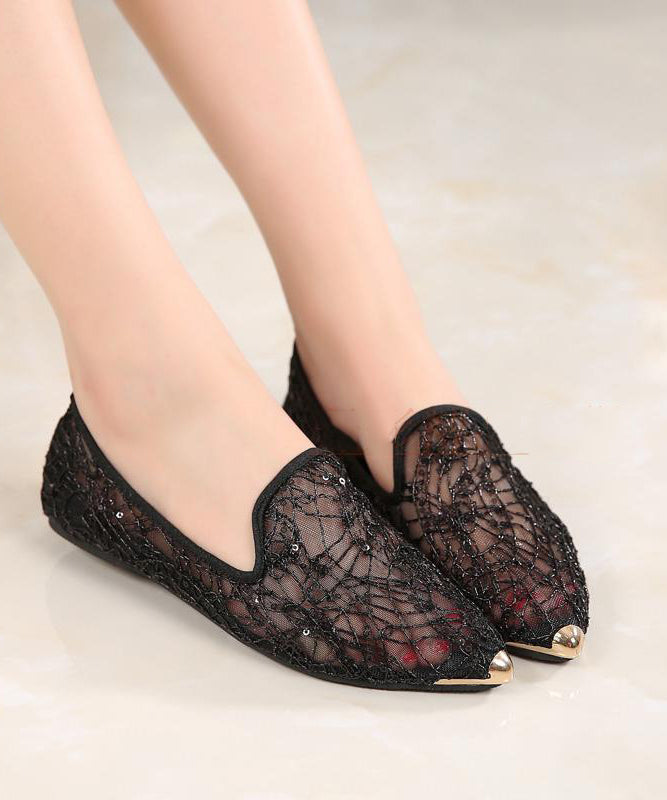 New Blue Breathable Hollow Out Flat Shoes Pointed Toe