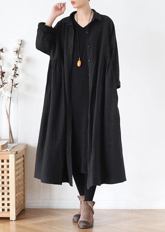 Simple Lapel Pockets Baggy Coats Red Outwear Fall
