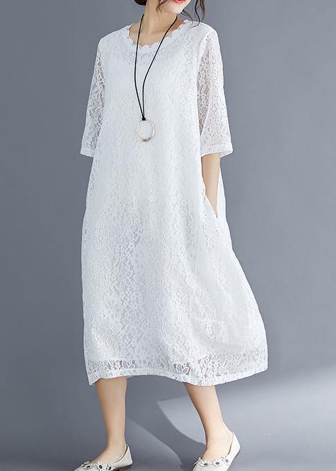 Half Sleeve O Neck Cotton Tunics Stylish Inspiration White Maxi Dresses Summer
