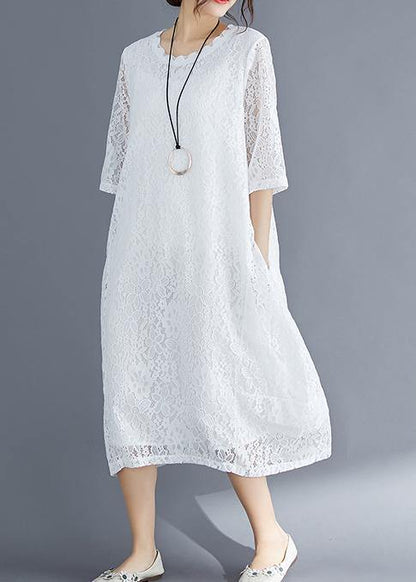 Half Sleeve O Neck Cotton Tunics Stylish Inspiration White Maxi Dresses Summer