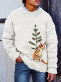 Christmas Tree Cat Embroidery Pattern Cozy Knit Sweater elevenforest