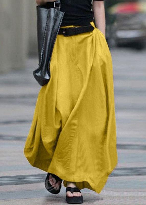 Cotton High Elastic Waist Side Pocket Zipper Green Text Skirts