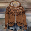 Vintage Iceland Warm Knitted Jacquard Women's Zip Sweater elevenforest