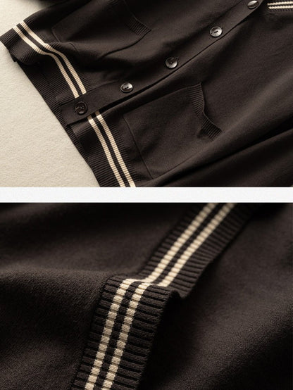 Knitwear Thin Section Literary Retro Wild Loose Striped Jacket in One-size