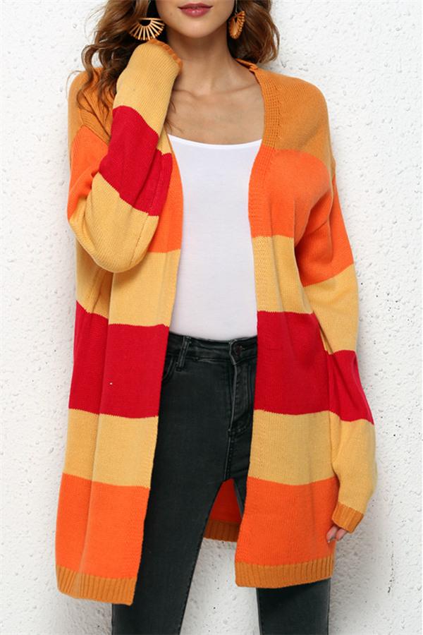 Harvest Season Striped Knit Cardigan