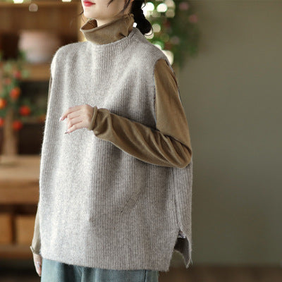Temperament Loose Sleeveless Pullover Vest Literary Color Vest