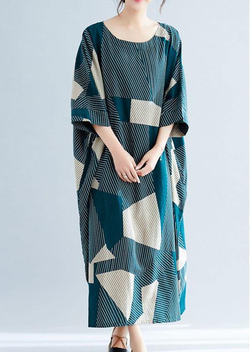 Classy Green Asymmetric Linen Dresses O Neck Maxi Summer Dress