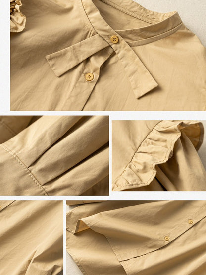 Natural Fabric Loose and Shirt With Fungus Design