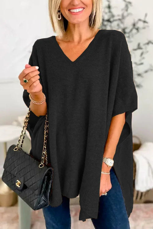 Katherine® | Loose V-Neck Batwing Sweater