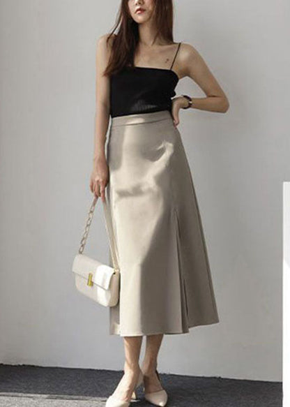 Brown Wrinkled High Waist Cotton Skirt Spring