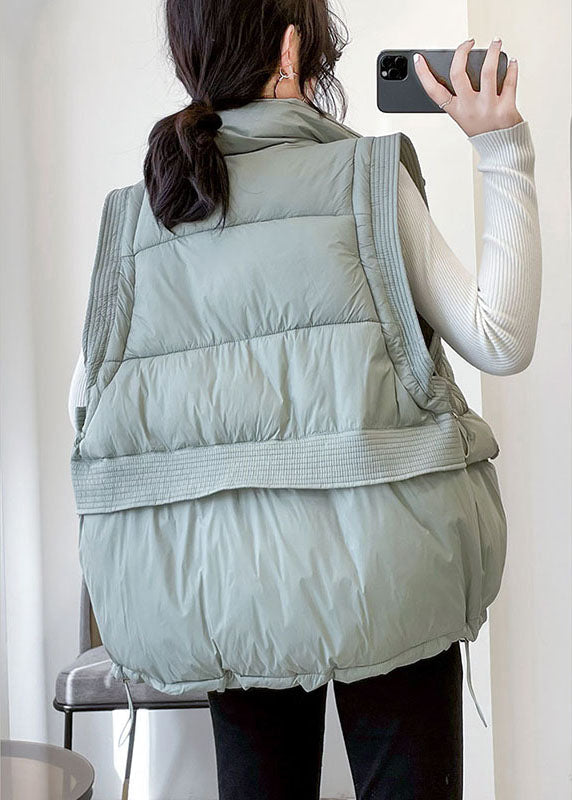 Fine Light Blue Stand Collar Zippered Winter Sleeveless Down Vest