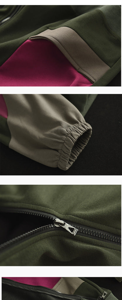 Retro Color-blocking Loose Long-sleeved Literary Jacket