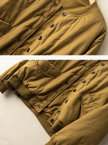 Long Sleeve Round Neck 100% Natural Fabric Button Down Coat