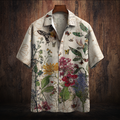 Bohemian Style Plant And Flower Pattern Men's Retro Cotton And Linen Shirt elevenforest