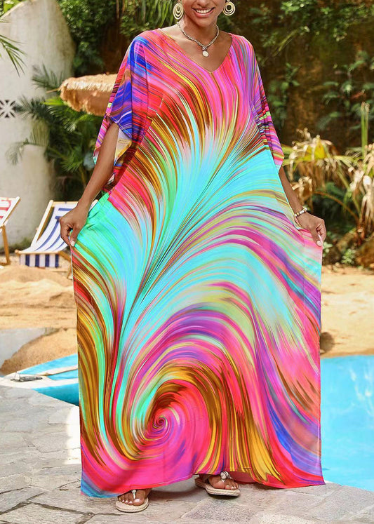 Rose Oversized Print Chiffon Dress Summer