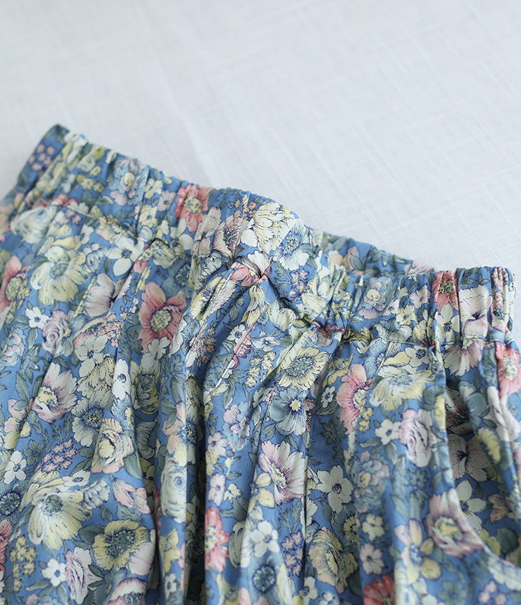 Literary Pleated Elastic Waist A-line Skirt