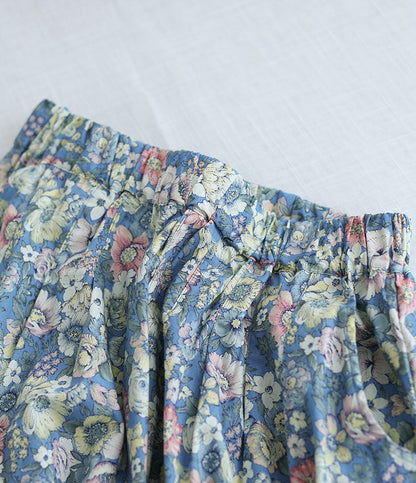 Literary Pleated Elastic Waist A-line Skirt