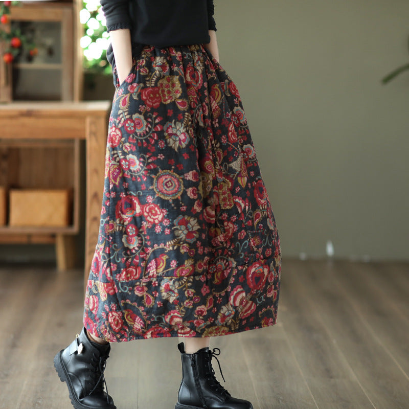 Style Padded Quilted Printed Skirt
