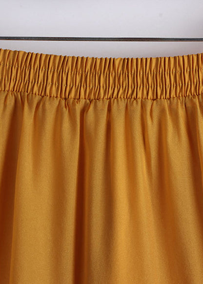 Orange Elastic Waist Tulle a Line Skirts Summer