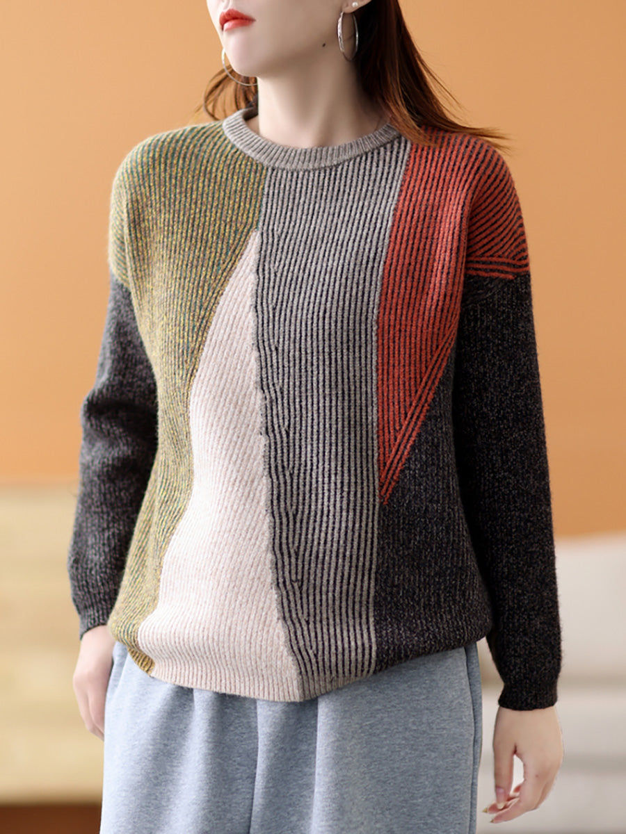 Winter Geometric Colorblock Sweater