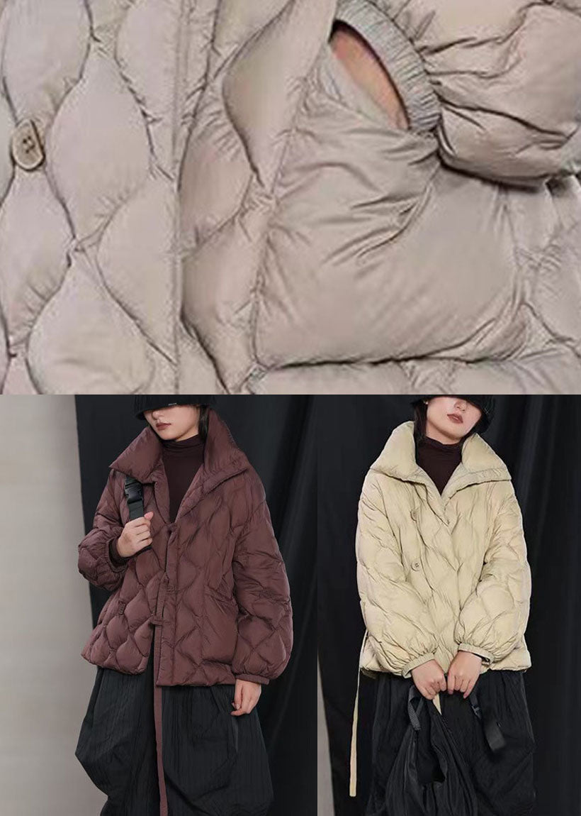 Organic Grey Button Winter Duck Down Coat
