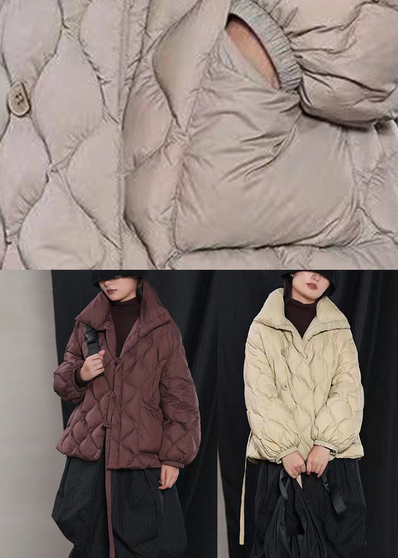 Organic Grey Button Winter Duck Down Coat