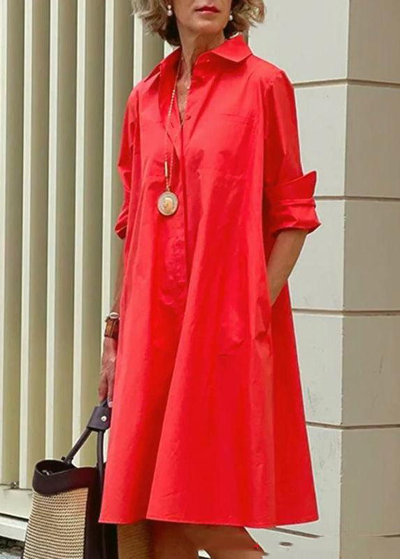 Cross Border White Peter Pan Collar Simple Loose Long Shirt Dress