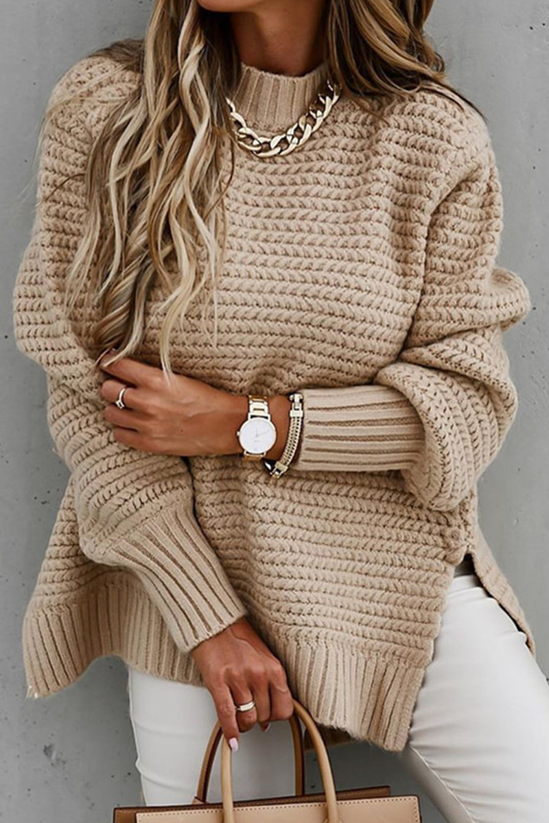 Street Slit O Neck Sweaters(4 Colors)