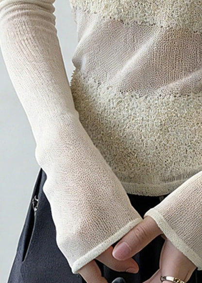 White Cold Shoulder Patchwork Knit Sweaters Spring