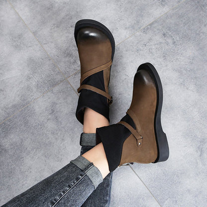 Cozy Leather Paneled Flats Martin Boots