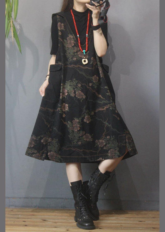 Printed Hooded Denim Vest Skirt