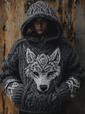Viking Wolf Inspired Celtic Chunky Cozy Hooded Sweater artswardrobe