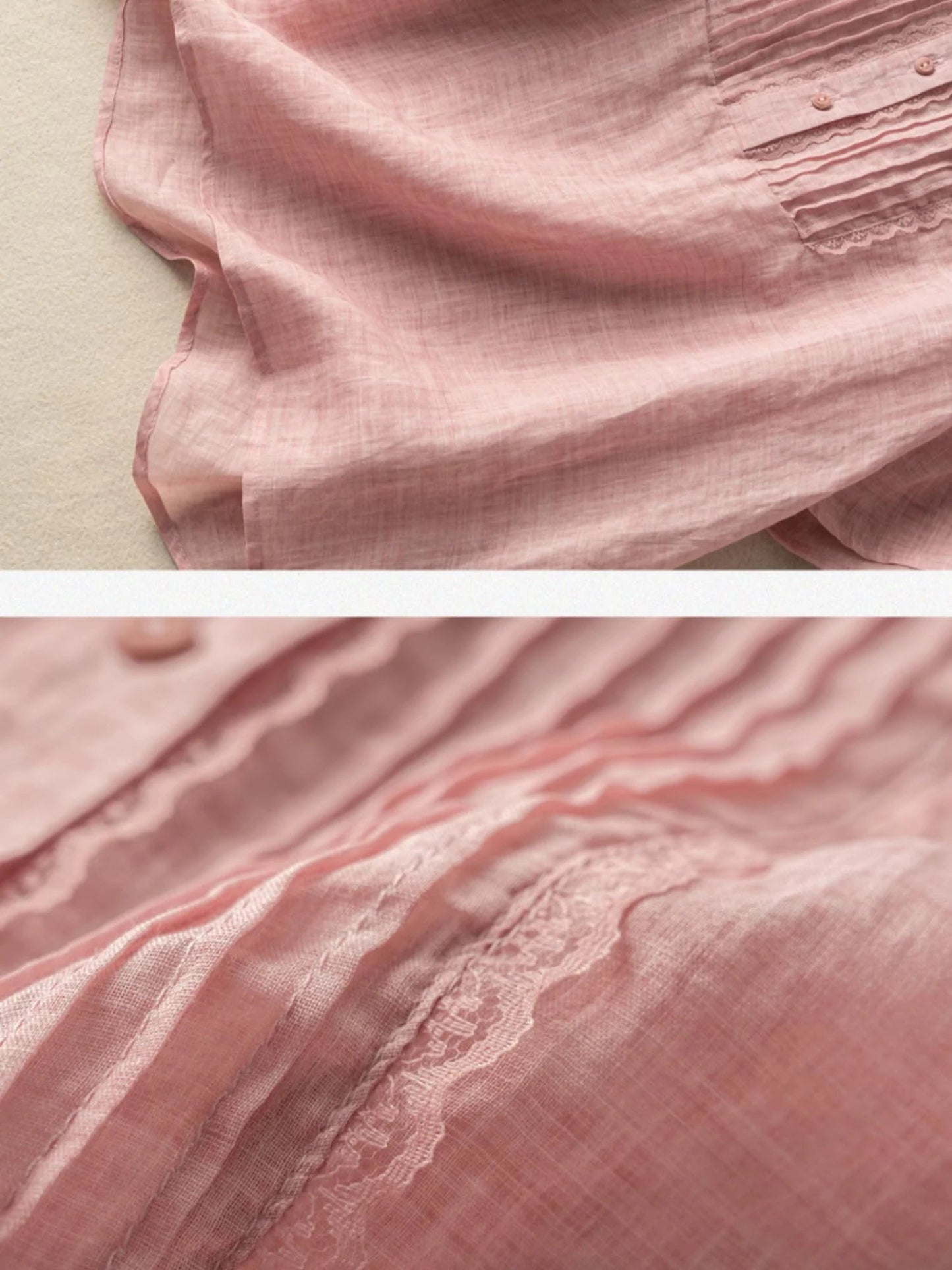Color Short Sleeve Linen Pleated Top