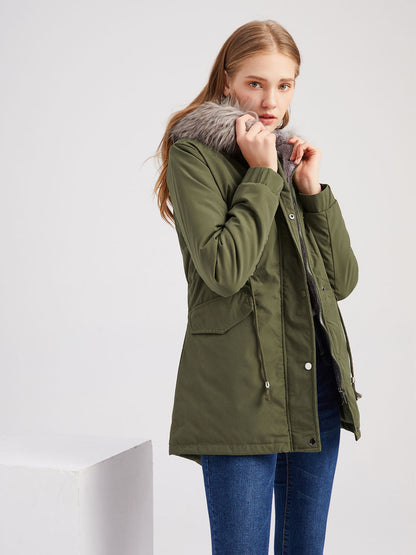 Parka Coat Street Daily Plush Winter Coat Color Oversized Fur Warm Coat