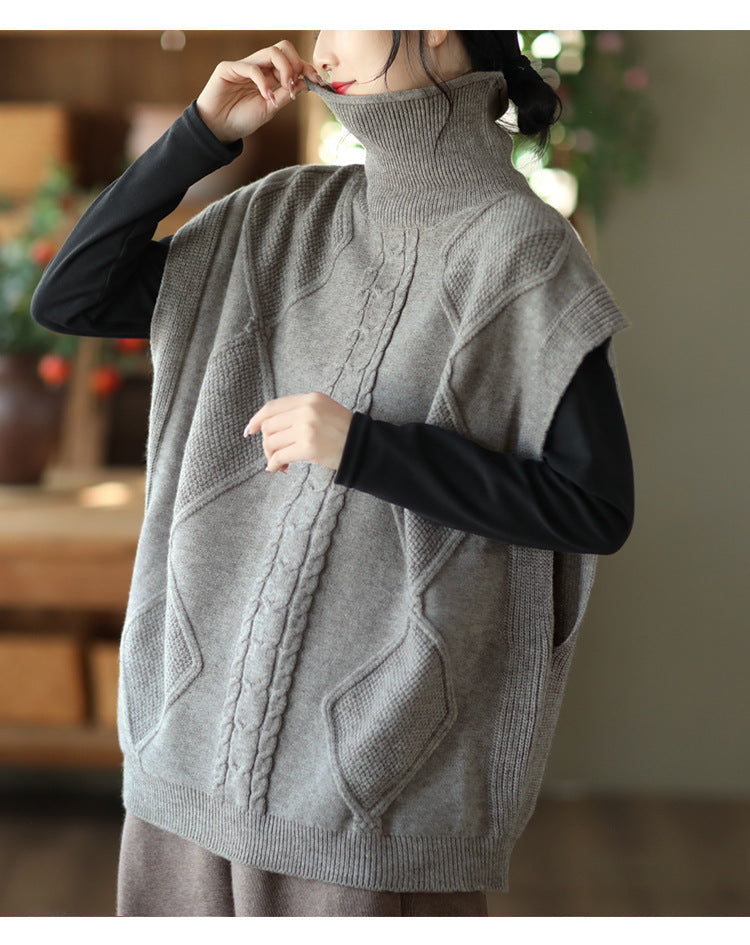 Twist Knit Turtleneck Vest