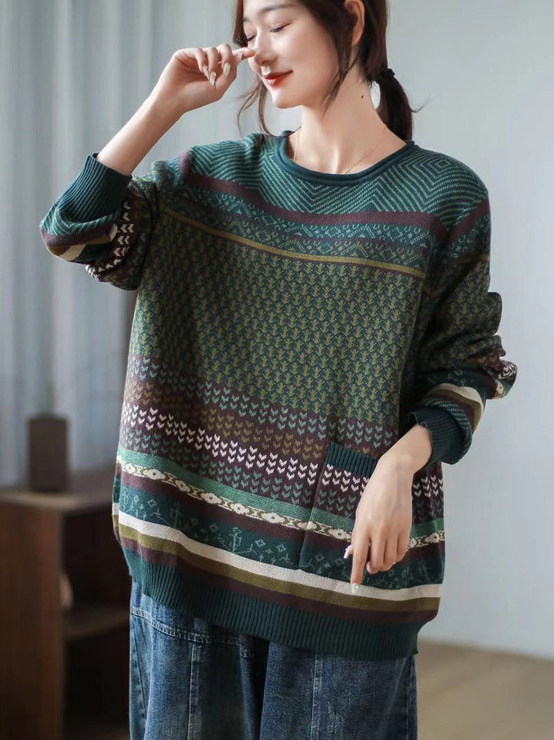 Autumn Spliced Loose Sweater