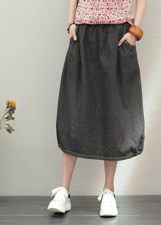 Elastic Waist Mid-length Half-length Denim Skirt Loose Loose Wild A-line Skirt