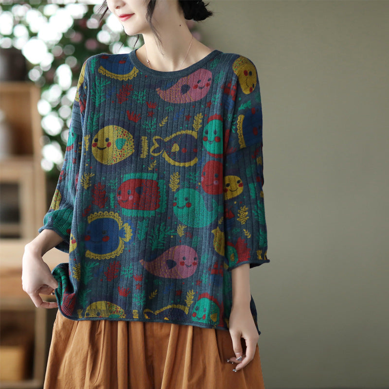 -print Cotton-knit Top