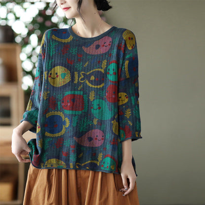 -print Cotton-knit Top