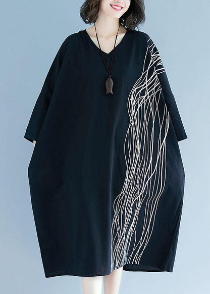 Unique V Neck Baggy Cotton Tunics Tutorials Black Cotton Robes Dress
