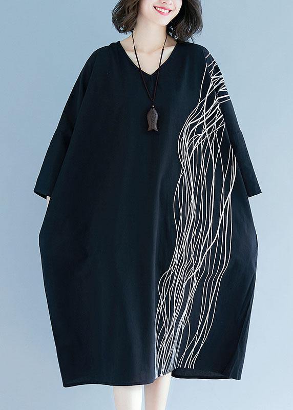 Unique V Neck Baggy Cotton Tunics Tutorials Black Cotton Robes Dress