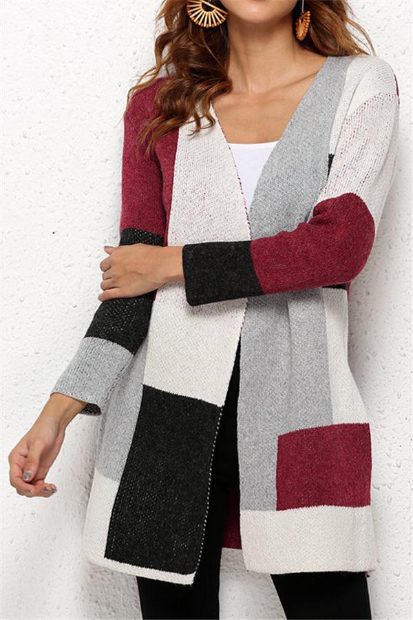 Knit Multi Color Long Sleeve Cardigan