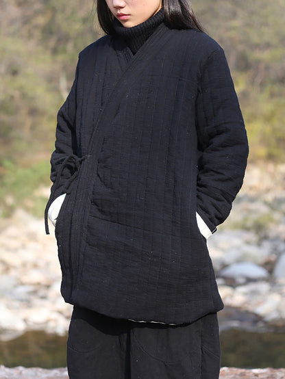 Winter Chinese Style Drawstring Pocket Coat