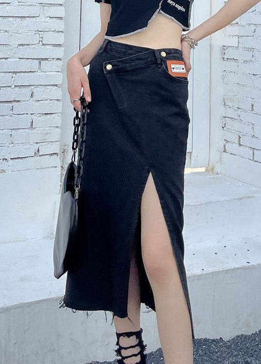 Black Summer High Waist Denim Skirts